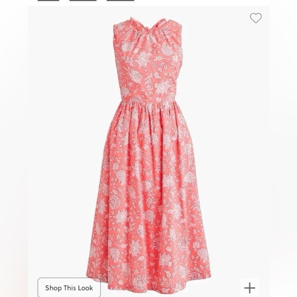 NWT J. Crew pink floral tie neck mid dress sz 2